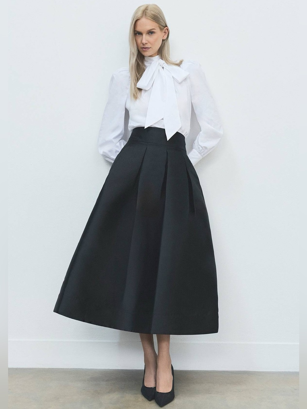 NWT Karen Millen Forever Twill Woven Prom Maxi Skirt In Black 🖤